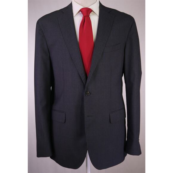 Domenico Vacca Black Purple Pink Striped 2B Wool Cashmere Suit 42L - Picture 2 of 11